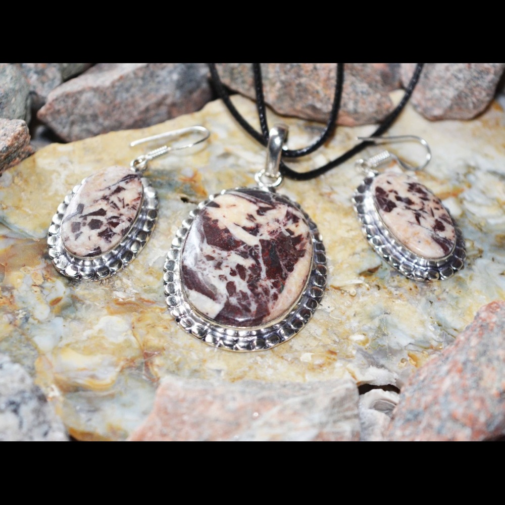 Coconut Jasper Pendant & Earrings Set